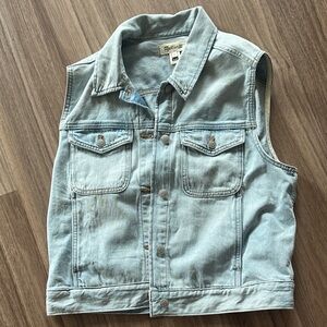 Madewell Pale Blue Denim Vest with Chest Pockets